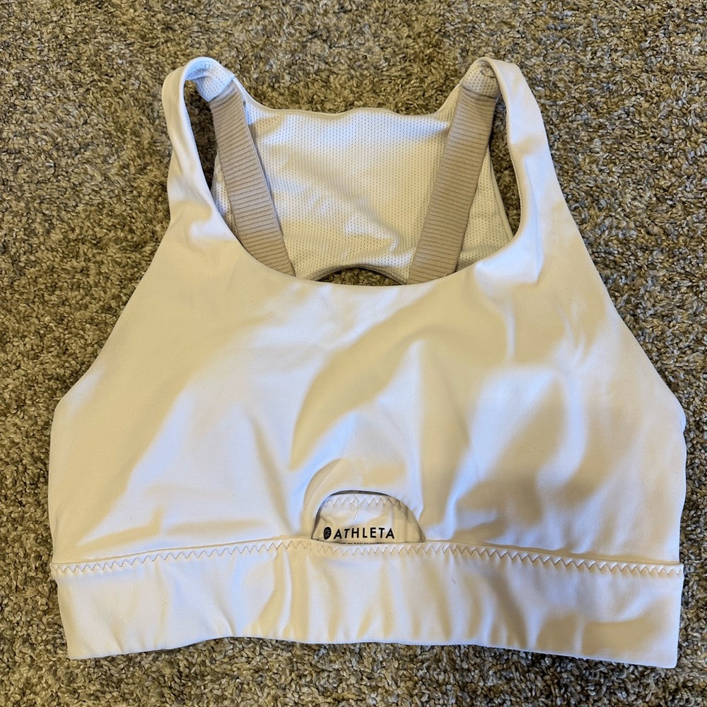 Athleta White High-Neck Performance Bra with Racerback